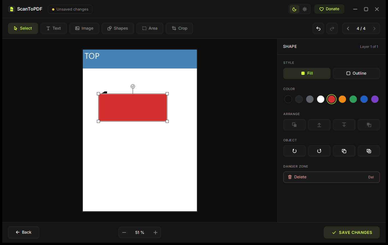 Редактор страниц ScanToPDF Pro